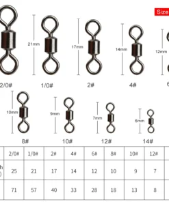 Alternative view of 50 Pièces Émerillons de Pêche Inox – Connecteurs Solides à Roulement à Billes, Snap Rolling Anti-Torsion pour Montages