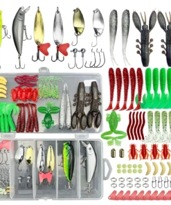 Kit de Leurres de Pêche 84/107/78/284/139 Pièces – Ensemble de Leurres Souples et Durs Polyvalents avec Boîte de Rangement