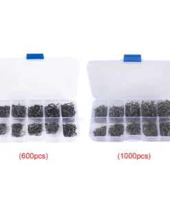 Alternative view of Boîte de 600/1000 Hameçons de Pêche – Hameçons à Ardillon Haute Résistance, Acier Carbone Inoxydable, Large Ouverture pour Leurres Souples et Pêche en Mer