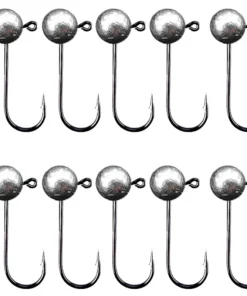 Lot de 10 Têtes Plombées Jig Rondes – Hameçons de Pêche 1g à 10g pour Leurres Souples, Accessoires de Pêche Polyvalents