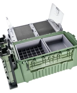 Grande Boîte à Pêche Multifonction – Boîte de Rangement Haute Capacité avec Porte-Cannes et Porte-Gobelet, Plastique Résistant de Qualité