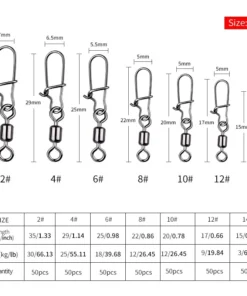 Alternative view of MEREDITH 50 Pièces Émerillons à Roulement pour Brochet – Connecteurs Inox avec Snap Rapide, Accessoires de Pêche Solides Anti-Torsion