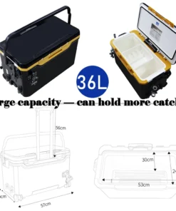 Alternative view of Boîte de Pêche Multifonction 36L – Seau de Rangement avec Roulettes et Pieds Réglables, Grande Capacité pour Accessoires et Équipement de Pêche