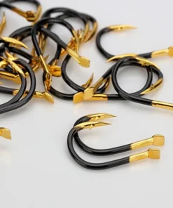 Boîte de 60 Hameçons de Pêche – Hameçons Simples à Ardillon, Alliage de Tungstène Coloré, Accessoires pour Leurres et Carpes