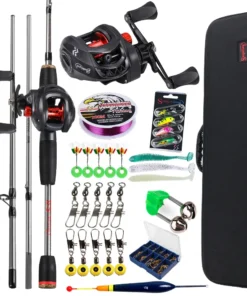 Combo Canne et Moulinet Casting – Canne 5 Sections + Moulinet 7.2:1, Kit Complet pour Pêche au Black Bass et à la Carpe