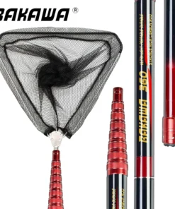 Épuisette Télescopique Pliable BAKAWA – Manche Carbone 3.6M/4M, Filet de Pêche Léger et Résistant pour Carpe, Mer et Rivière