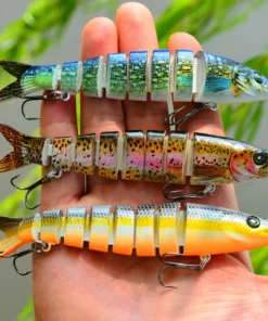 Leurre Articulé PROBEROS 8 Segments – Swimbait Sinking Wobbler Crankbait, Appât Dur Réaliste pour Carnassiers