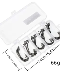 Alternative view of Boîte de 50 Hameçons de Pêche – Hameçons à Ardillon Offset Large Ouverture, Acier Carbone Inoxydable, Idéal pour Leurres Souples et Pêche en Mer